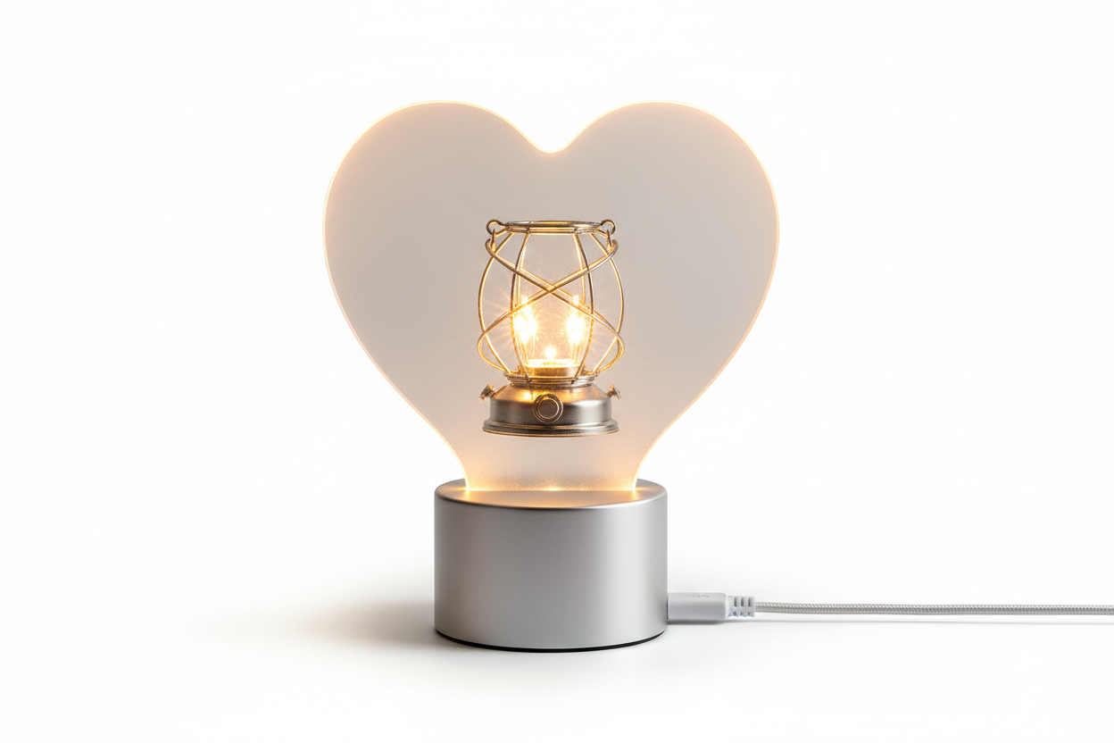 1 sztuka 3D zasilana przez USB lampa nocna w kształcie serca, lampka kempingowa LED, lampka nocna do sypialni, dekoracyjna lampka na biurko na zewnątrz, prezent na Walentynki Eid Al-Adha Mubarak