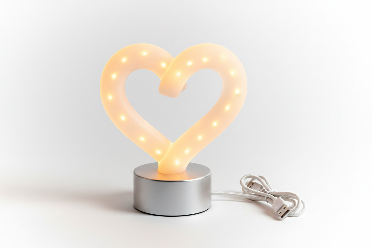 1 sztuka 3D zasilana przez USB lampa nocna w kształcie serca, lampka kempingowa LED, lampka nocna do sypialni, dekoracyjna lampka na biurko na zewnątrz, prezent na Walentynki Eid Al-Adha Mubarak