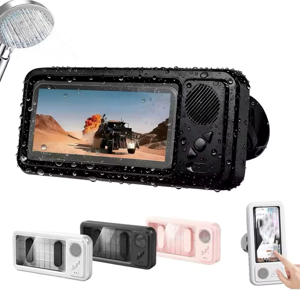 Wodoodporne etui na telefon do łazienki z głośnikiem Bluetooth, regulowana rotacja, uchwyt pod prysznic do oglądania filmów