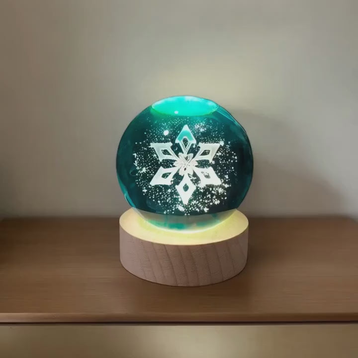 Kryształowa kula 3D do rzeźby w śniegu, lampka nocna USB, odpowiednia do dekoracji sypialni i salonu, na Dzień Ojca / Mo