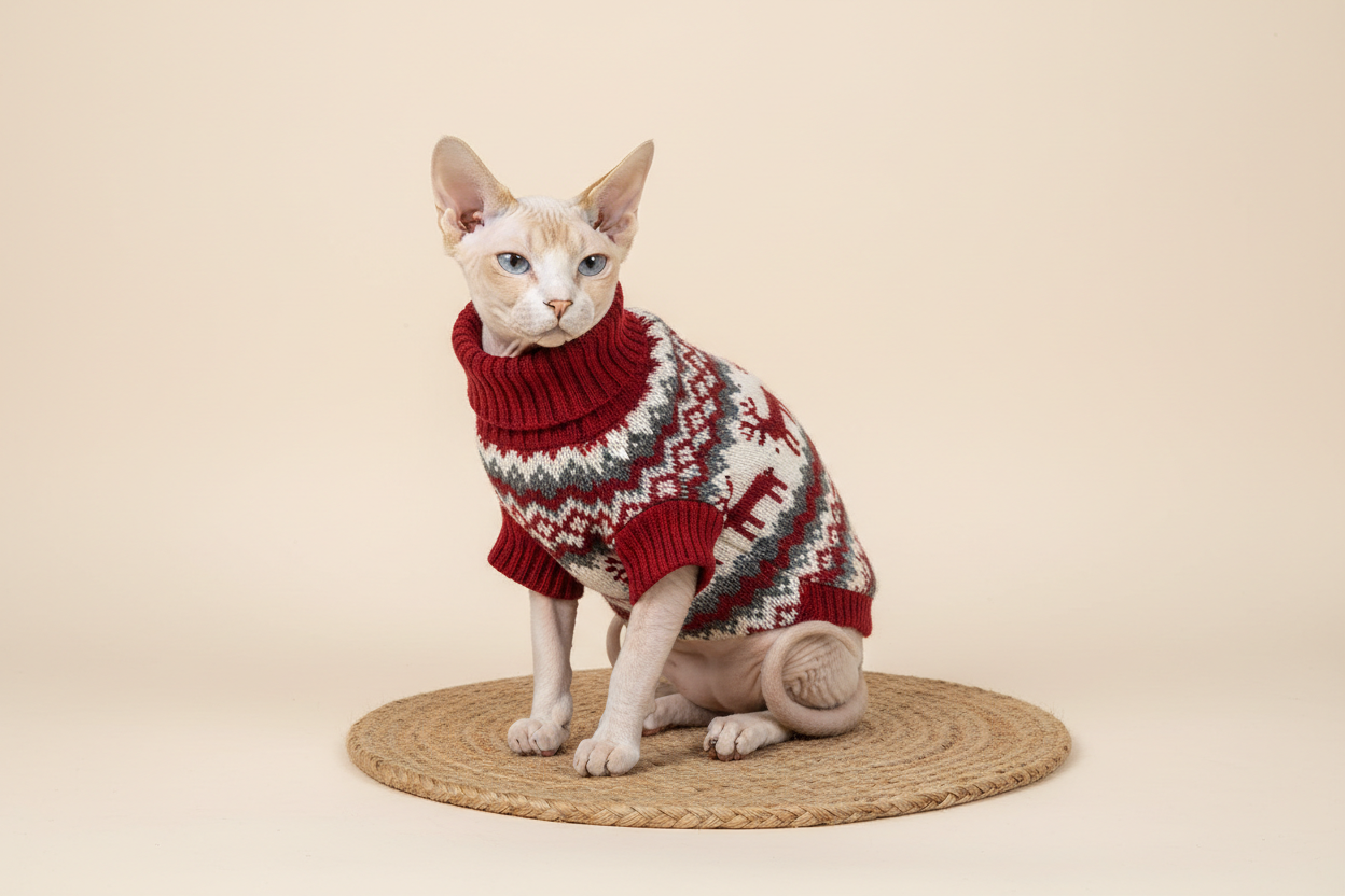 Uroczy sweter dla kota Kostium zimowy Ciepłe ubrania dla kotów Katten Sphynx Pullover Mascotas Odzież Gatos Produkty dla zwierząt